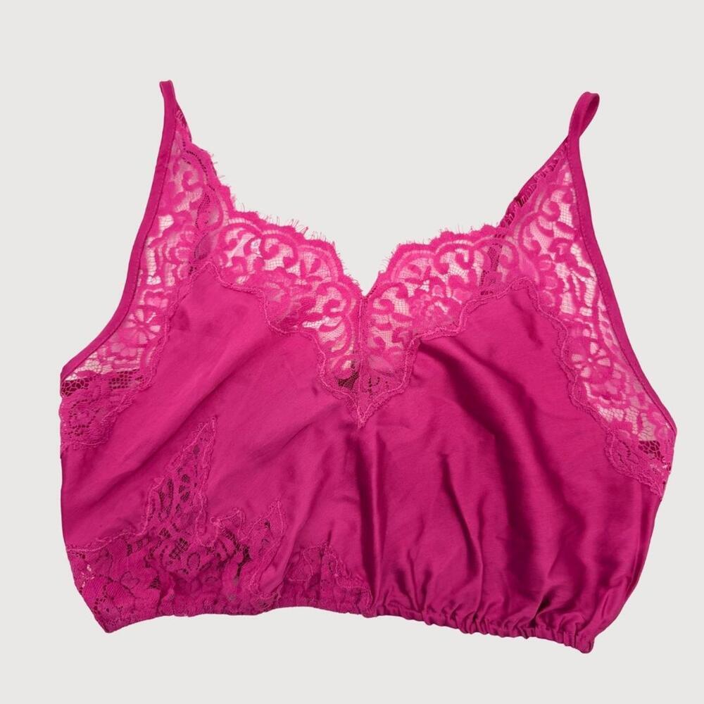 Free People Night Out Festival Lace Cami Top Pink XS Boho Y2K